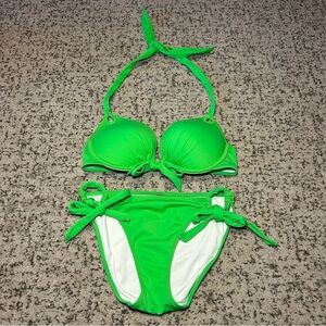 Victoria’s Secret Bright Green 2-Piece Padded Under-Wire Bikini Size 34C